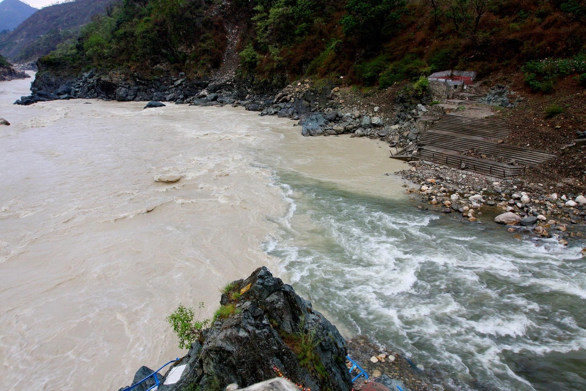 Confluence of Alaknanda and Mandakani rivers in Rudraprayag